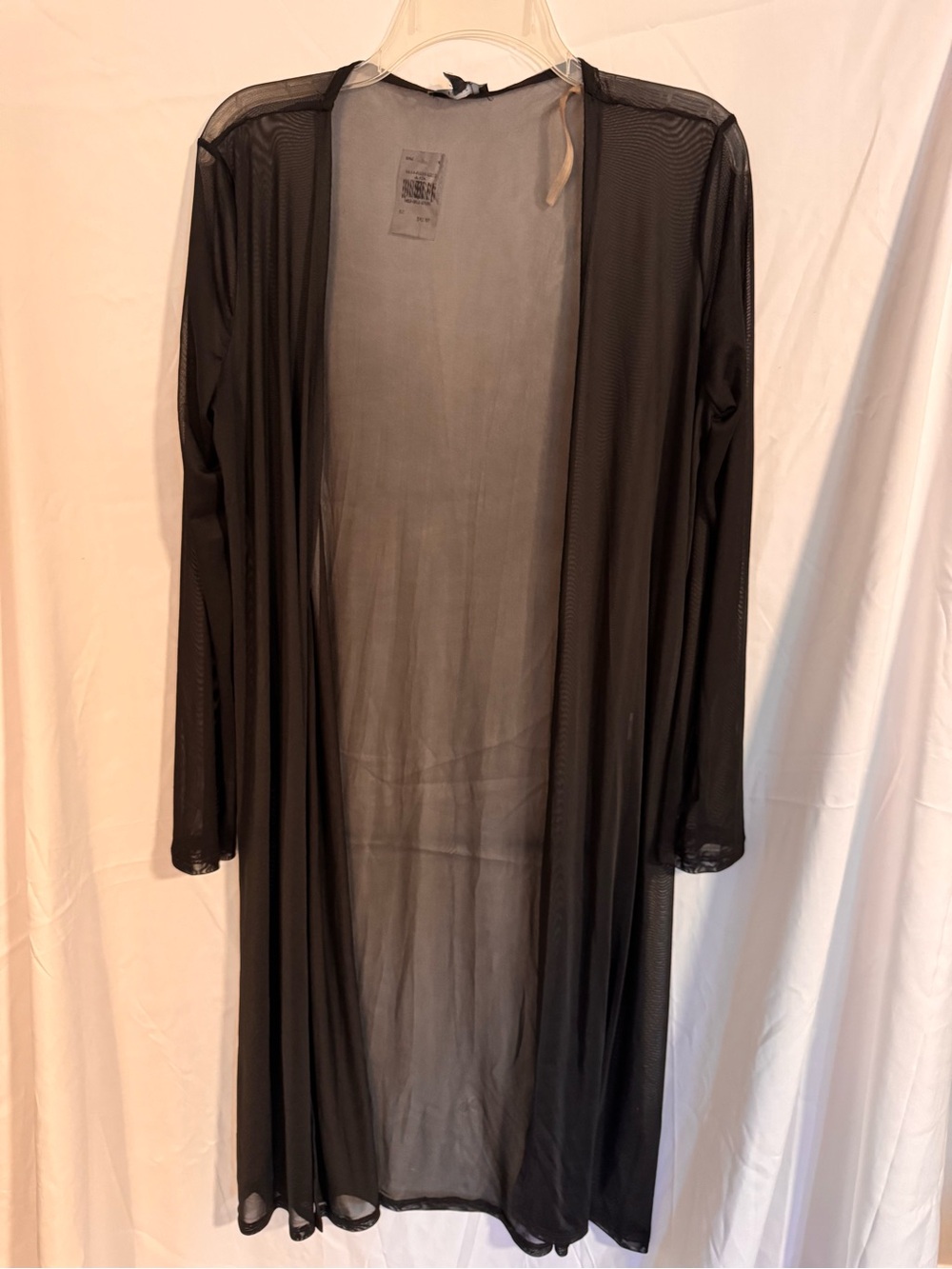 iris Black Sheer Long Mesh Duster Cardigan